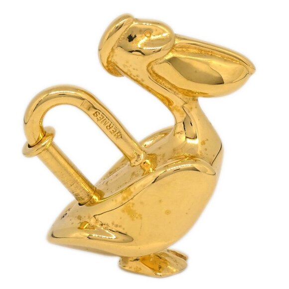 Hermes Pelican Motif 1992 Limited Cadena Padlock Gold Bag Charm 176951 - Picture 1 of 4